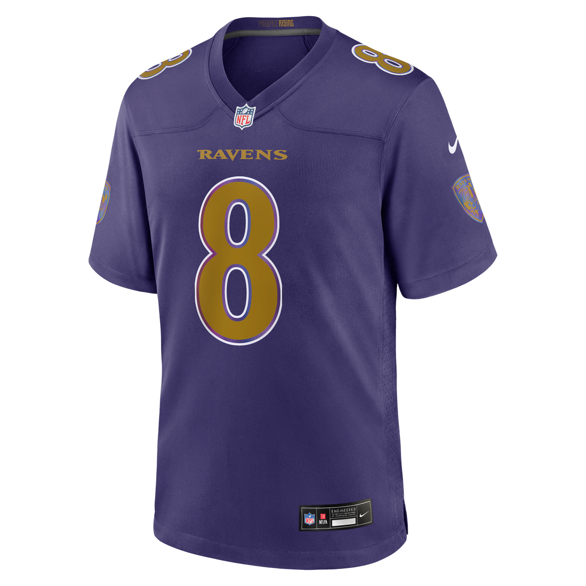 Lamar Jackson #8 Baltimore Ravens Alternate Nike Game Player Jersey - Purple Gold