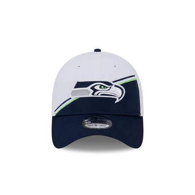Seattle Seahawks New Era 2023 Sideline 39THIRTY Flex Hat - White/Navy - Pro League Sports Collectibles Inc.