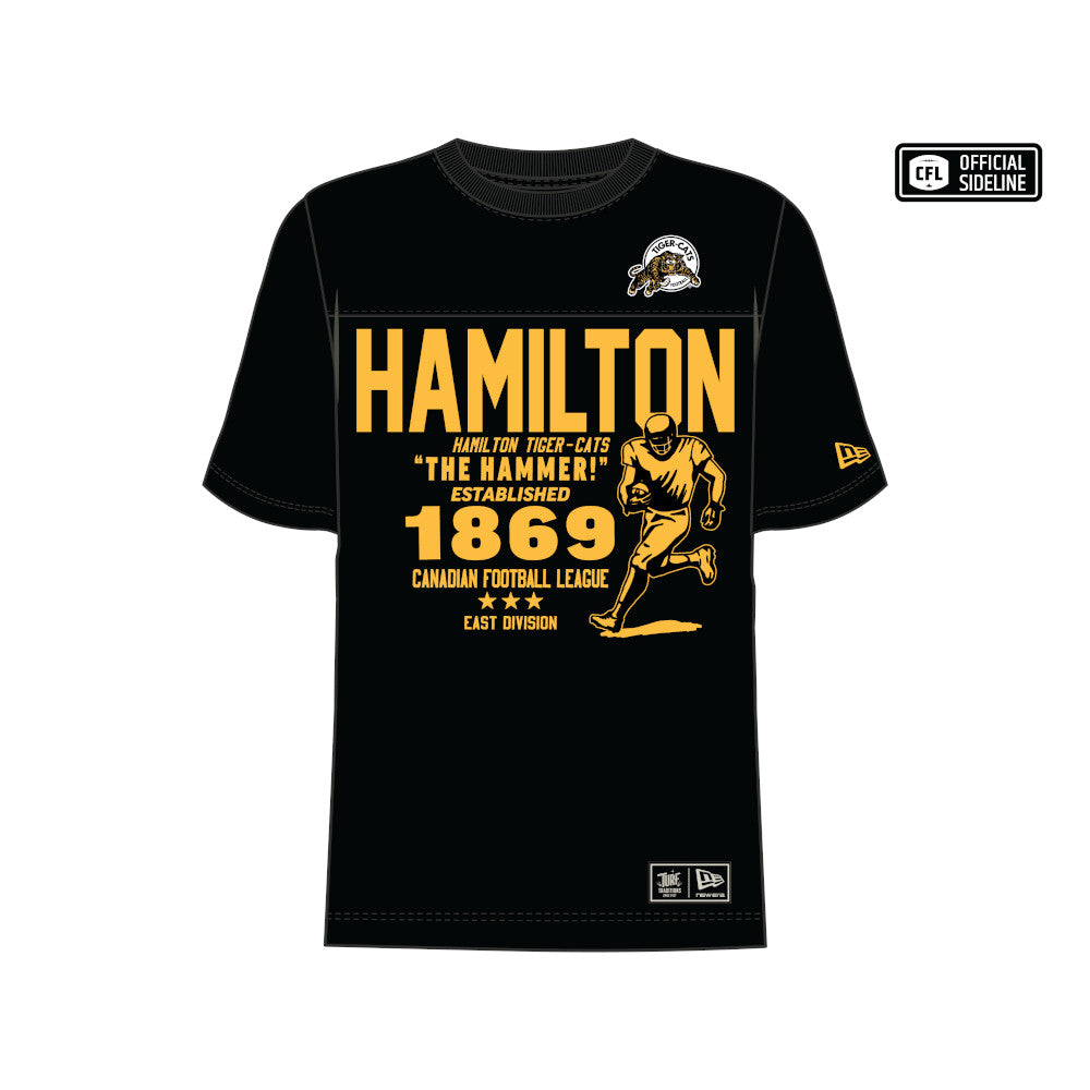 Hamilton Tiger-Cats Turf Team Established 1869 New Era T-Shirt - Black