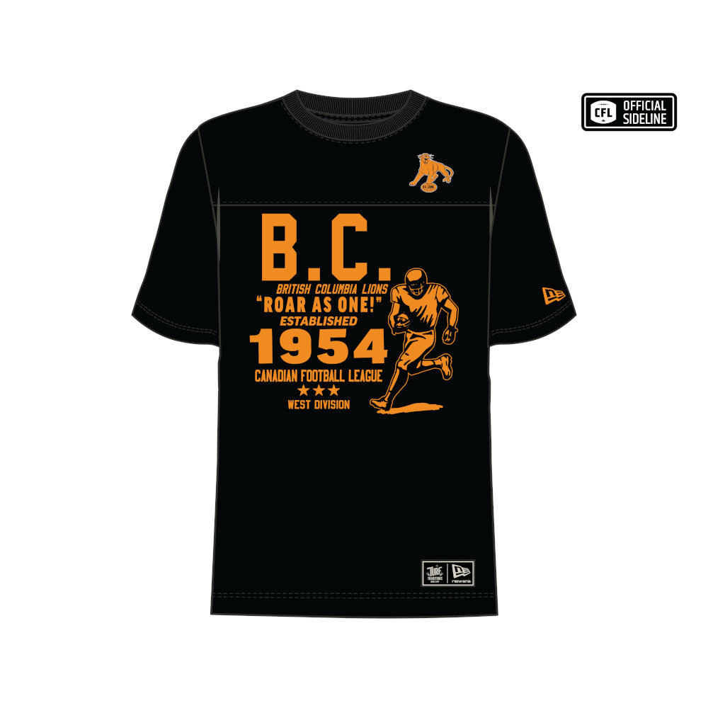 B.C Lions Turf Team Established 1954 New Era T-Shirt - Black