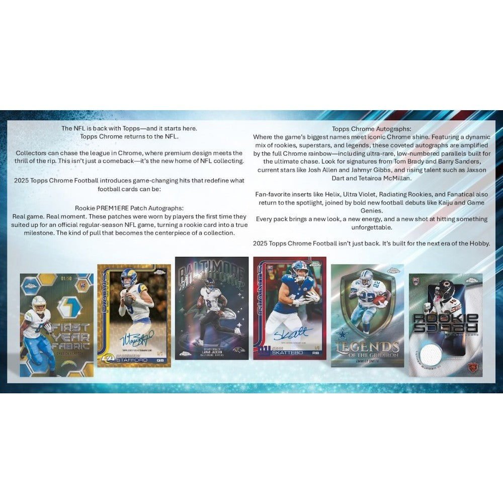 Topps Chrome 2025 NFL Football Trading Cards Pack (4 Cards)