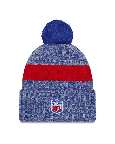New York Giants New Era 2023 Sideline - Sport Cuffed Pom Knit Hat - Blue - Pro League Sports Collectibles Inc.