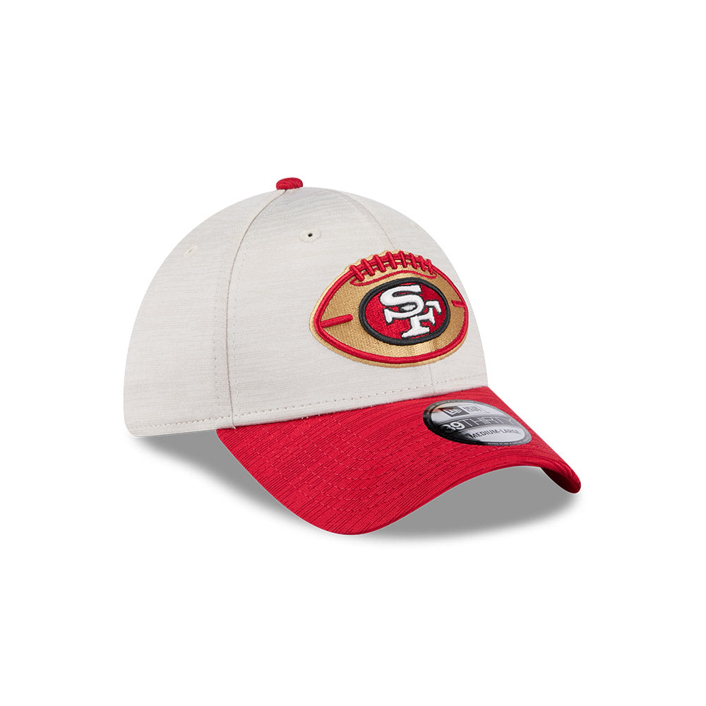 San Francisco 49ers New Era 2024 Sideline Historic 39THIRTY Flex Hat - Stone / Red - Pro League Sports Collectibles Inc.