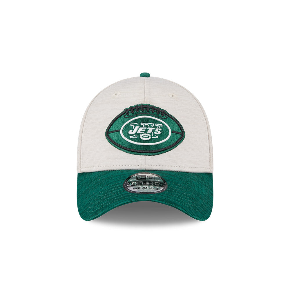 New York Jets New Era 2024 Sideline Historic 39THIRTY Flex Hat - Stone / Green - Pro League Sports Collectibles Inc.