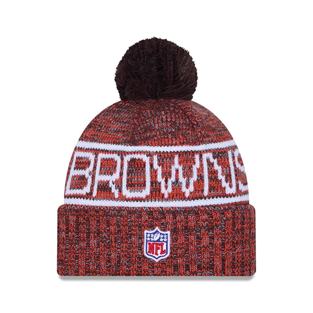 Cleveland Browns New Era 2025 Sideline Cold Weather Cuffed Knit Hat with Pom