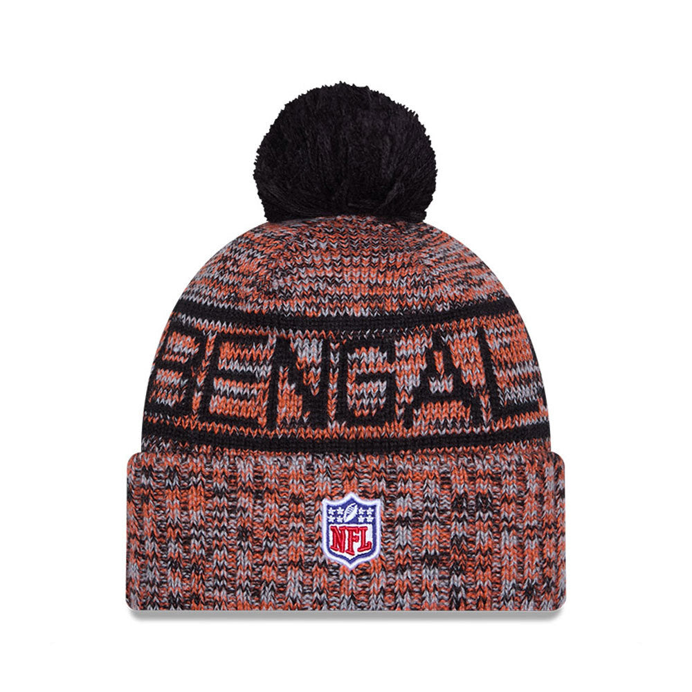 Cincinnati Bengals New Era 2025 Sideline Cold Weather Cuffed Knit Hat with Pom