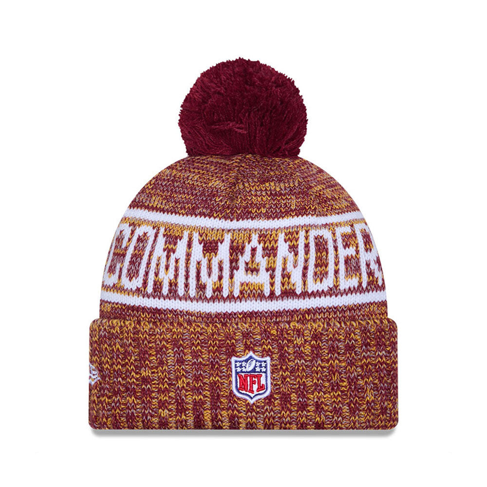 Washington Commanders New Era 2025 Sideline Cold Weather Cuffed Knit Hat with Pom