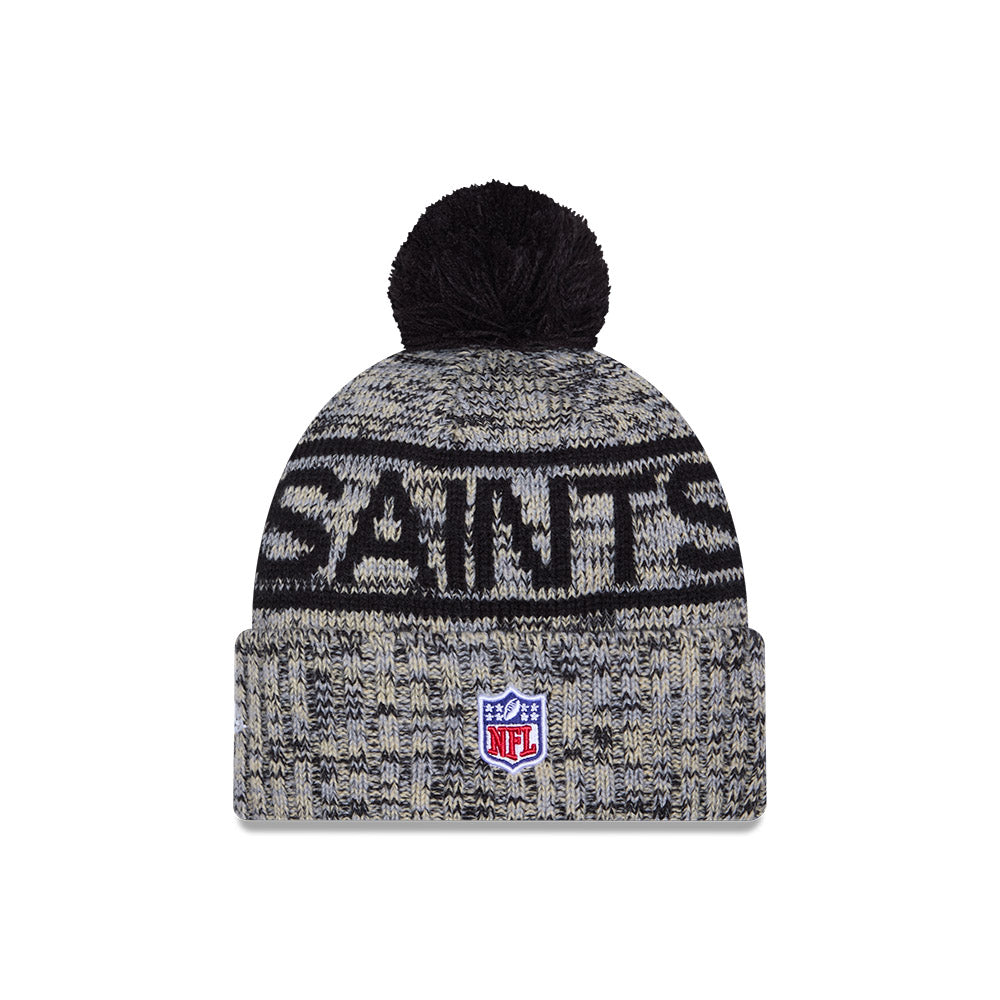 New Orleans Saints New Era 2025 Sideline Cold Weather Cuffed Knit Hat with Pom