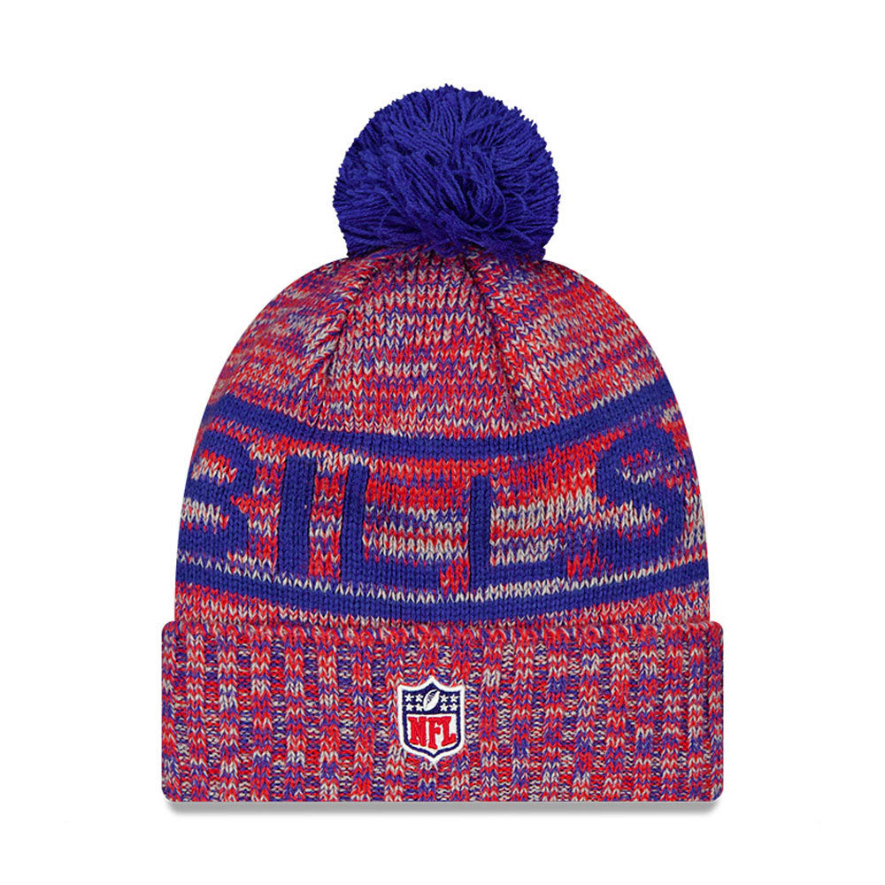 Buffalo Bills New Era 2025 Sideline Cold Weather Cuffed Knit Hat with Pom