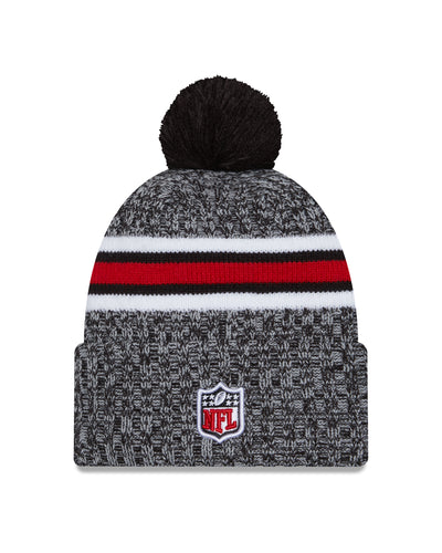 Atlanta Falcons New Era 2023 Sideline - Sport Cuffed Pom Knit Hat - Black - Pro League Sports Collectibles Inc.