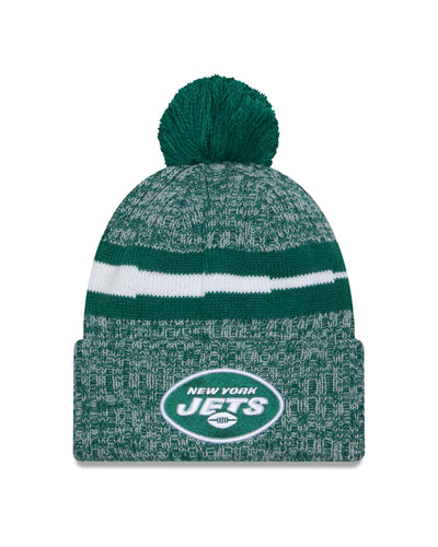 New York Jets New Era 2023 Sideline - Sport Cuffed Pom Knit Hat - Green - Pro League Sports Collectibles Inc.