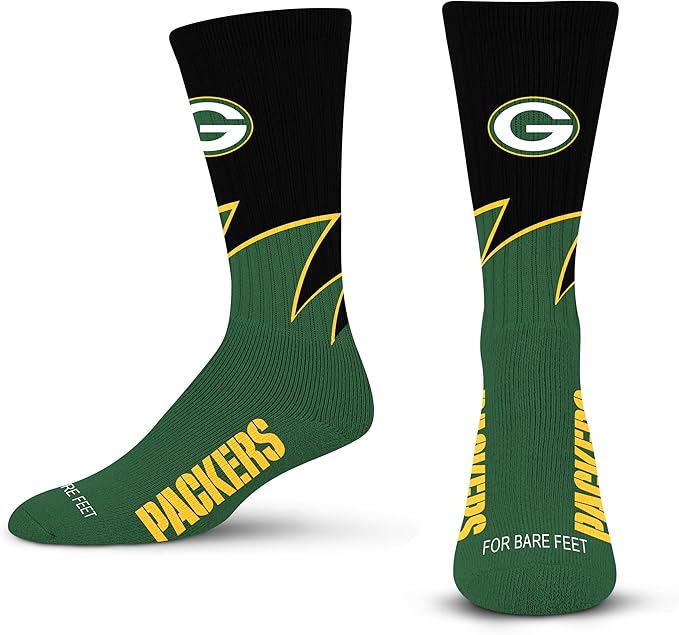Green Bay Packers For Bare Feet Wave Socks - Green/Yellow