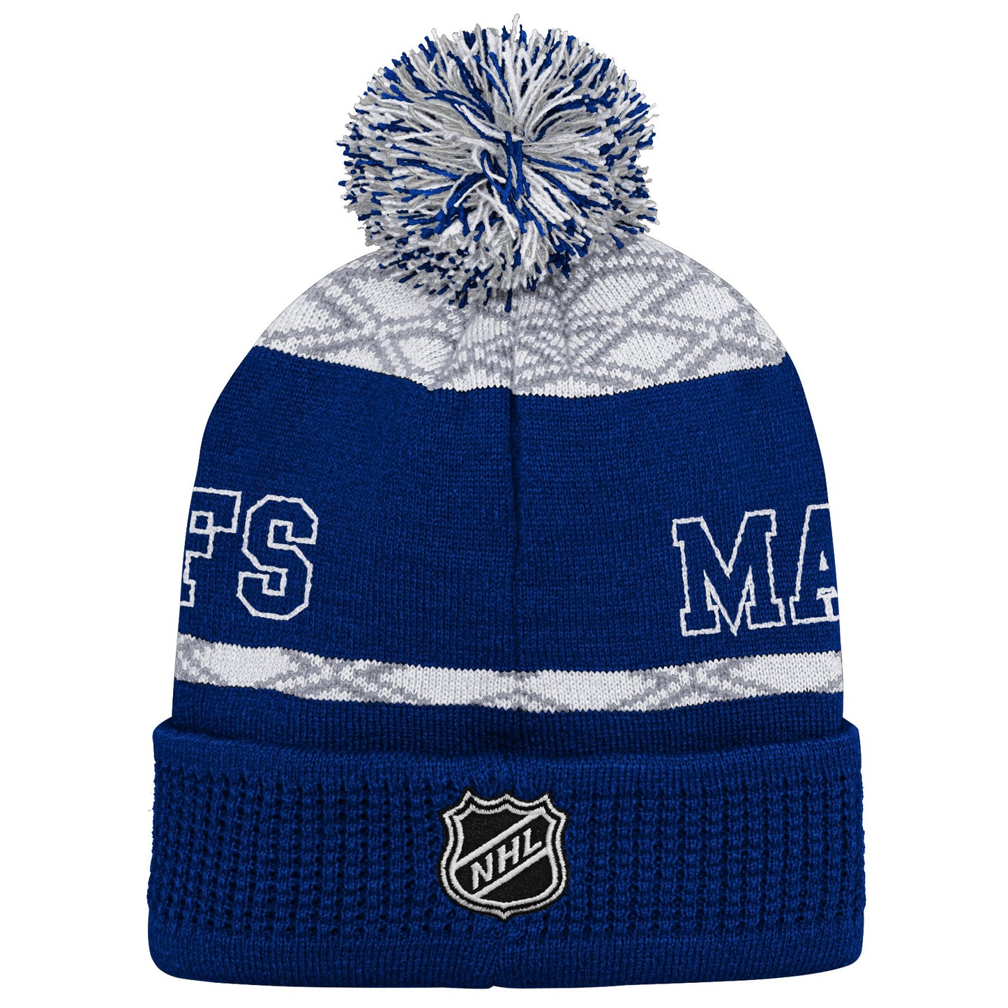 Youth Toronto Maple Leafs Puck Pattern Cuffed Knit Toque - Pro League Sports Collectibles Inc.