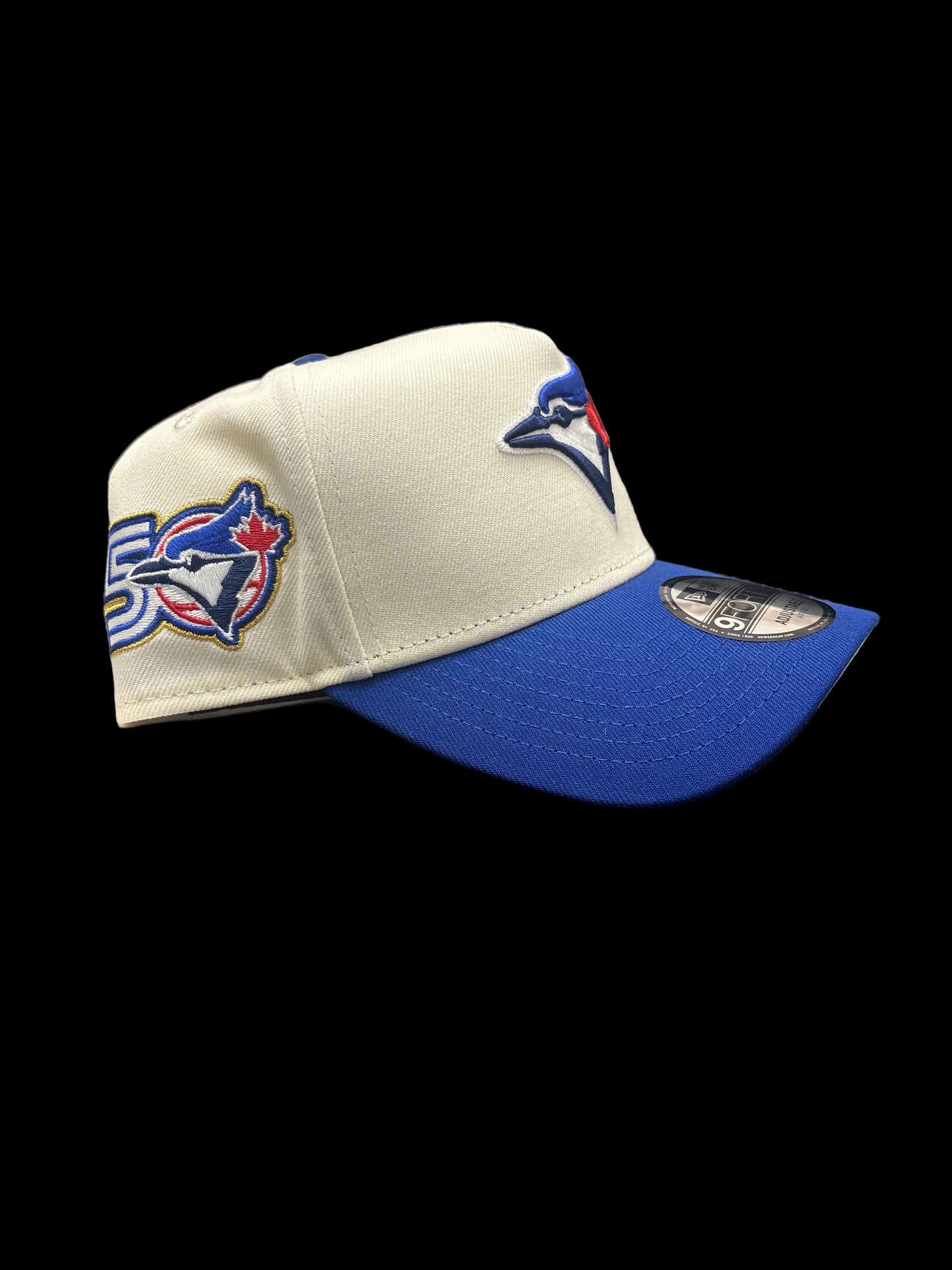 Toronto Blue Jays New Era 50th Season Anniversary On-Field 9FORTY Cream A-Frame SnapBack Hat