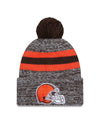 Cleveland Browns New Era 2023 Sideline - Sport Cuffed Pom Knit Hat - Brown - Pro League Sports Collectibles Inc.