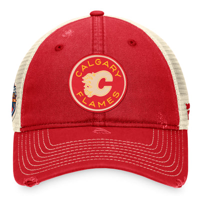 Calgary Flames Fanatics Branded 2023 NHL Heritage Classic Authentic Pro Trucker Adjustable Hat - Pro League Sports Collectibles Inc.
