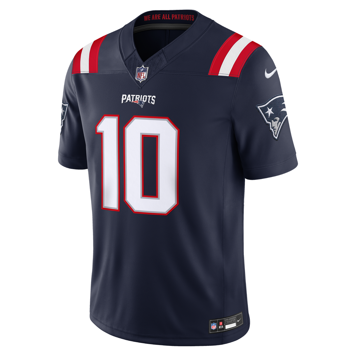 Drake Maye #10 New England Patriots Nike Team Vapor F.U.S.E. Stitched Limited Jersey - Navy