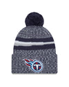 Tennessee Titans New Era 2023 Sideline - Sport Cuffed Pom Knit Hat - Navy - Pro League Sports Collectibles Inc.