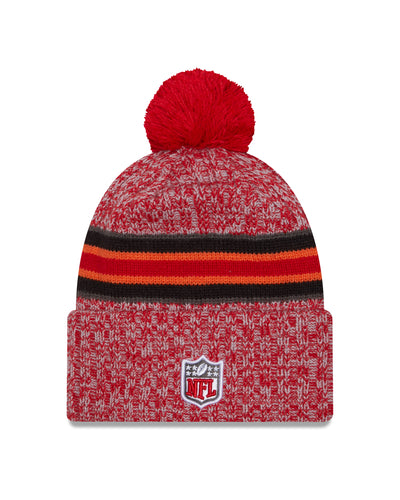 Tampa Bay Buccaneers New Era 2023 Sideline - Sport Cuffed Pom Knit Hat - Red - Pro League Sports Collectibles Inc.