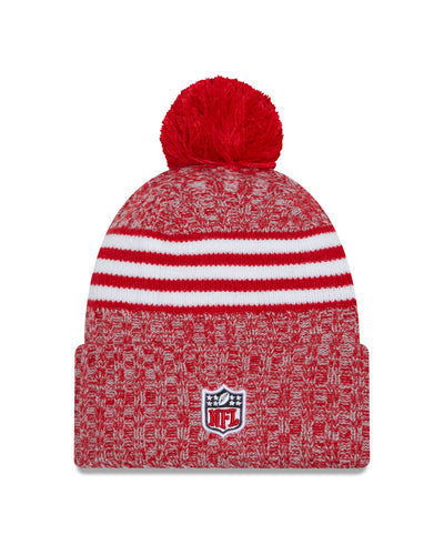 San Francisco 49ers New Era 2023 Sideline - Sport Cuffed Pom Knit Hat - Red - Pro League Sports Collectibles Inc.