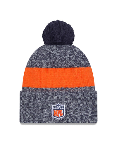 Denver Broncos New Era 2023 Sideline - Sport Cuffed Pom Knit Hat - Navy - Pro League Sports Collectibles Inc.