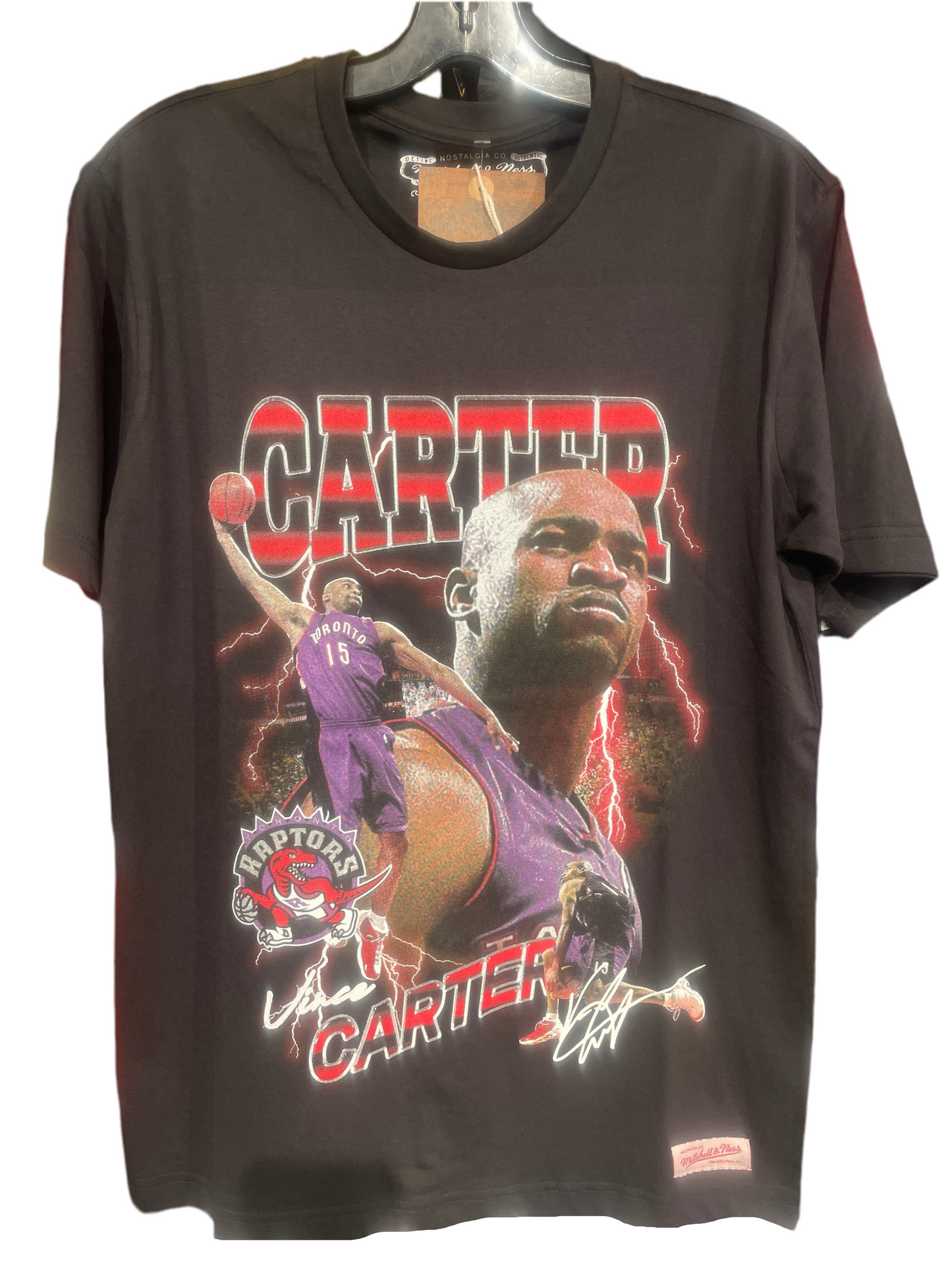 Vince Carter Toronto Raptors Black Hardwood Classic Between The Leg T-Shirt - Pro League Sports Collectibles Inc.