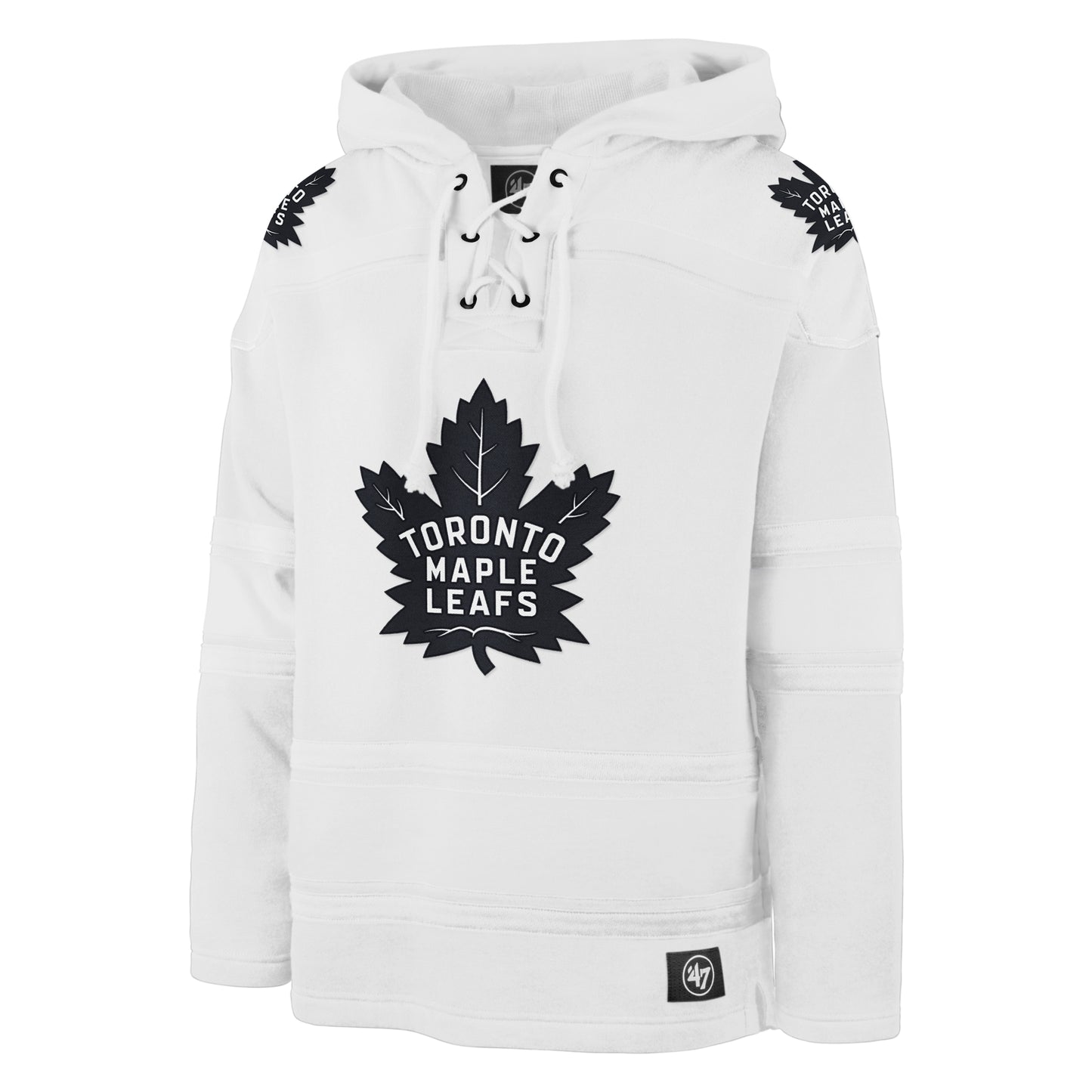 Toronto Maple Leafs NHL White Out '47 Brand Lacer Fleece Hoodie - Pro League Sports Collectibles Inc.