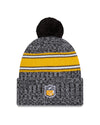 Pittsburgh Steelers New Era 2023 Sideline - Sport Cuffed Pom Knit Hat - Black - Pro League Sports Collectibles Inc.