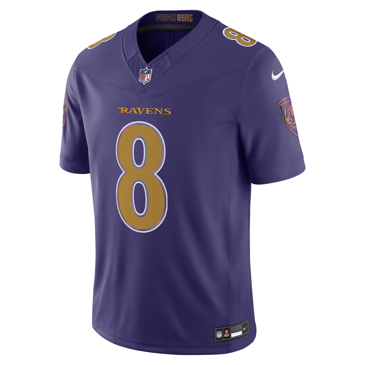 Lamar Jackson #8 Baltimore Ravens Nike Alternate Vapor F.U.S.E. Stitched Limited Jersey - Purple Gold