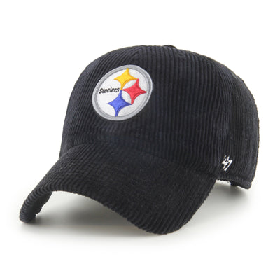 Pittsburgh Steelers THICK CORD Clean Up '47 Brand Adjustable Hat - Black - Pro League Sports Collectibles Inc.