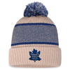 Women's Fanatics Branded Cream Toronto Maple Leafs Heritage Vintage Cuffed Knit Hat with Pom - Pro League Sports Collectibles Inc.