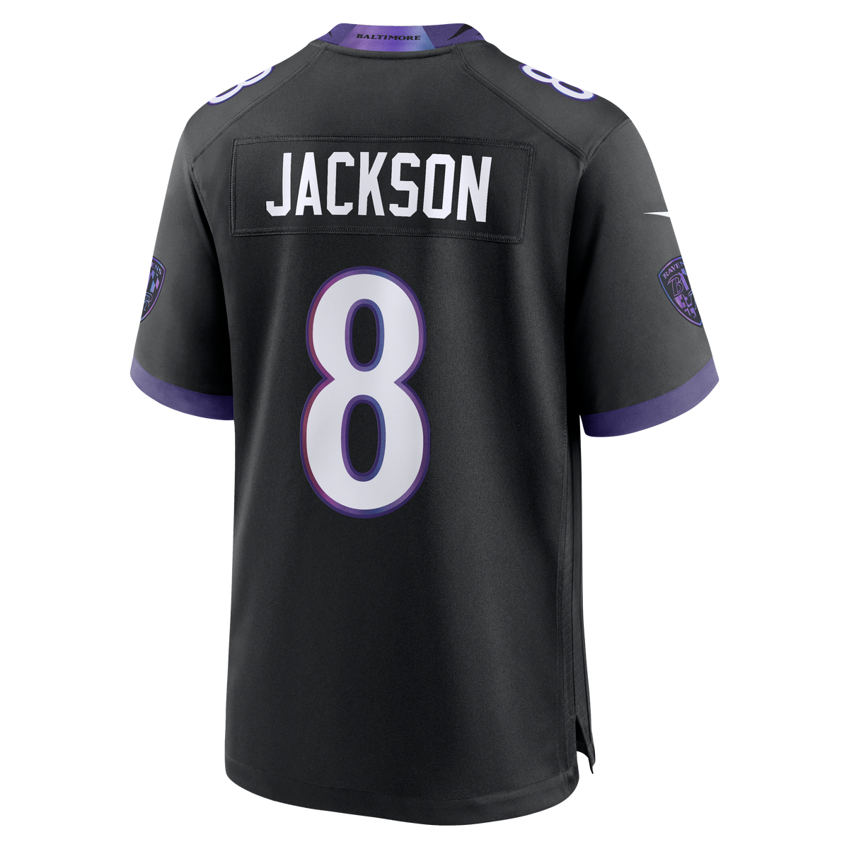 Lamar Jackson #8 Baltimore Ravens Alternate Nike Game Player Jersey - Black Purple