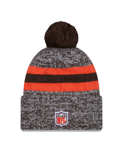 Cleveland Browns New Era 2023 Sideline - Sport Cuffed Pom Knit Hat - Brown - Pro League Sports Collectibles Inc.