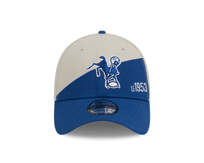 Indianapolis Colts New Era 2023 Historic Sideline 39THIRTY Flex Hat - Cream/Royal - Pro League Sports Collectibles Inc.