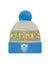 Los Angeles Chargers New Era 2023 Sideline Historic Pom Cuffed Knit Hat - Cream/Blue