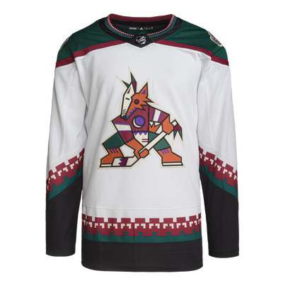 Phoenix Coyotes Adidas Road Prime Green Authentic Jersey - White - Pro League Sports Collectibles Inc.