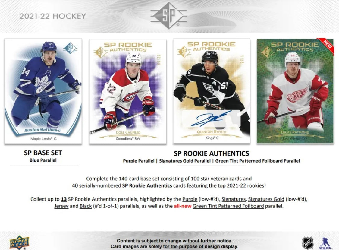 2021-22 Upper Deck SP Hockey Cards (Blaster) Box - Pro League Sports Collectibles Inc.