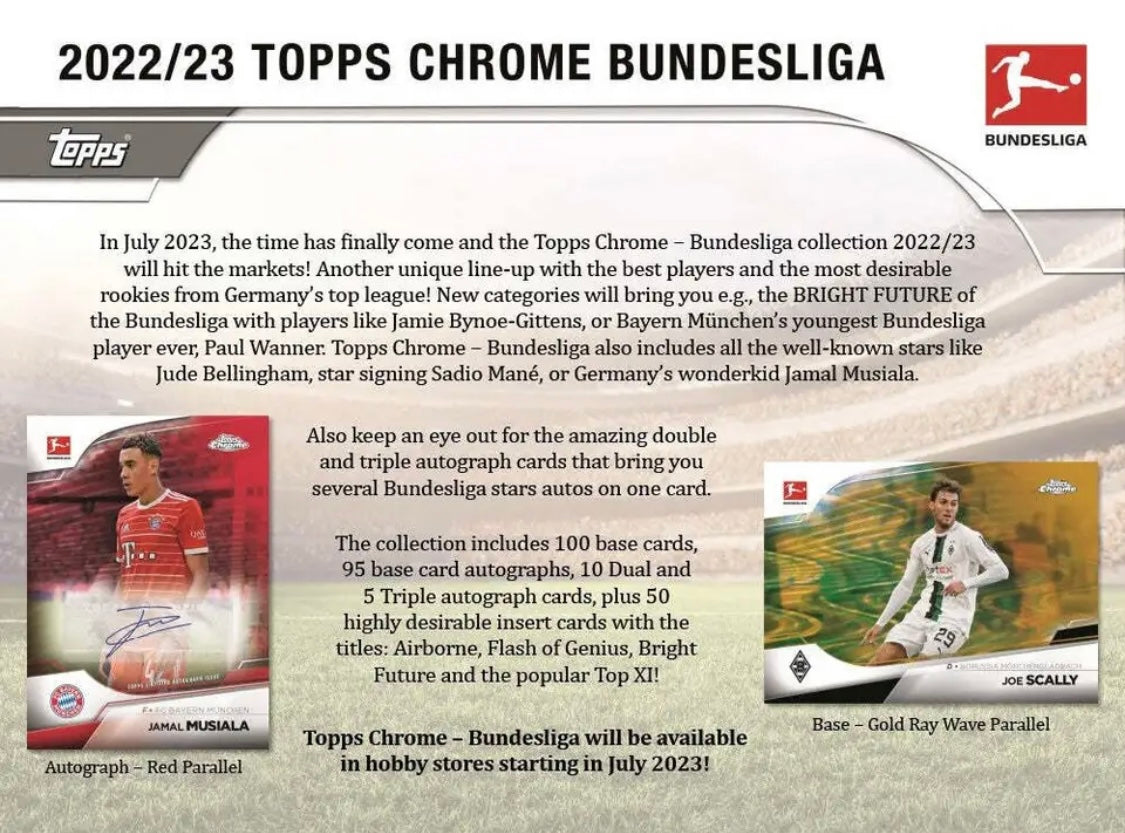 2022-23 Topps Chrome Bundesliga Soccer Hobby Box - Pro League Sports Collectibles Inc.