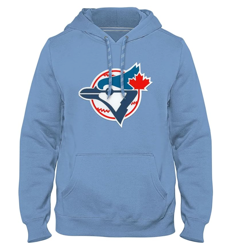 Toronto Blue Jays Cooperstown MLB Express Twill Logo Hoodie - Light Blue - Pro League Sports Collectibles Inc.