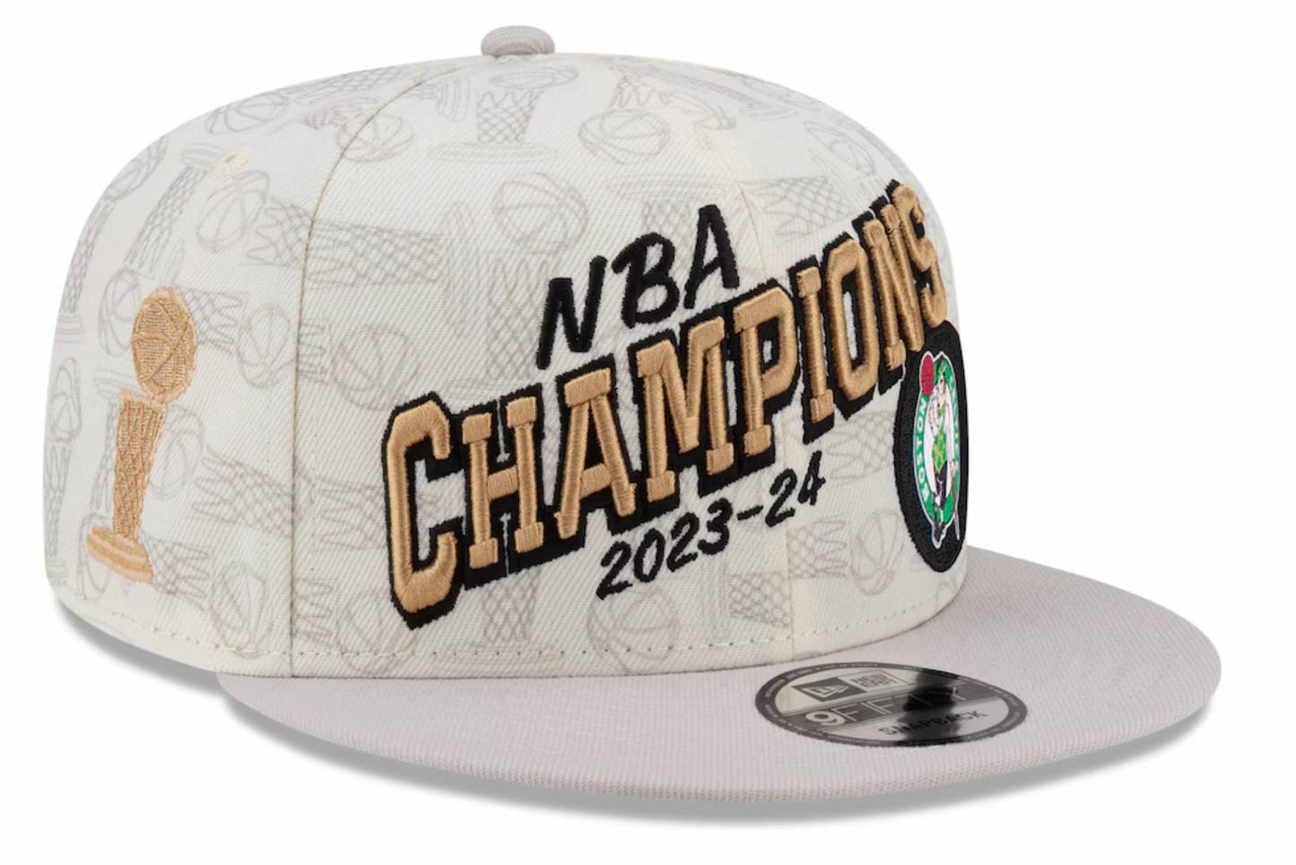 Boston Celtics 2024 NBA Finals Champions New Era -Cream Locker Room 9FIFTY Snapback Adjustable Hat - Pro League Sports Collectibles Inc.