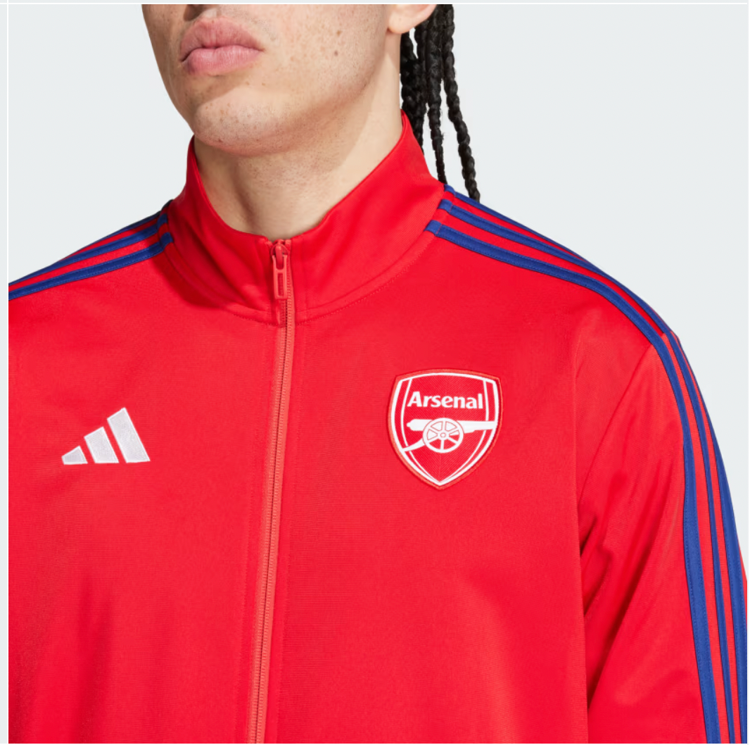 Arsenal AFC 2024 Adidas 3 Navy Stripes DNA Full Zip Up Jacket - Pro League Sports Collectibles Inc.