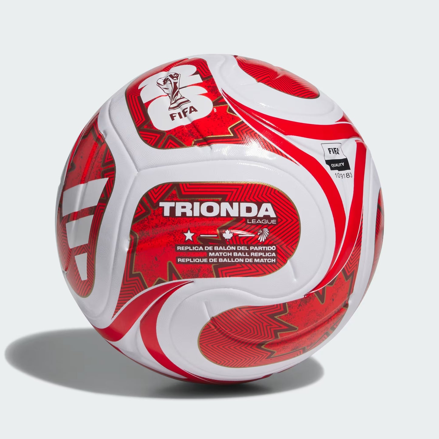 Adidas World Cup Canada FIFA 2026 Trionda League Soccer Ball- White//Red - Size 4