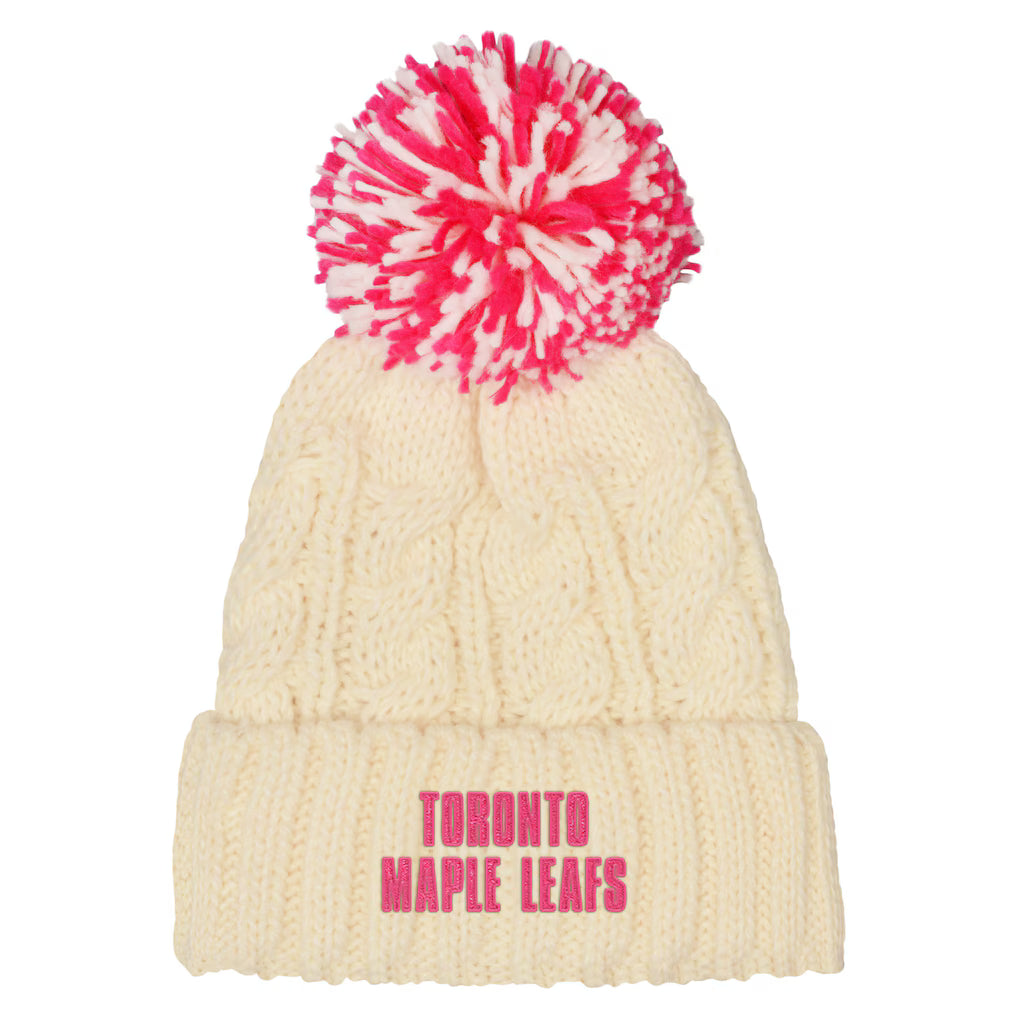 Youth Girls Toronto Maple Leafs Pink Outerstuff Knit Pom Toque