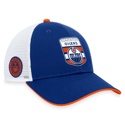 Edmonton Oilers Fanatics Branded Blue 2023 NHL Draft On Stage Trucker Adjustable Hat - Pro League Sports Collectibles Inc.
