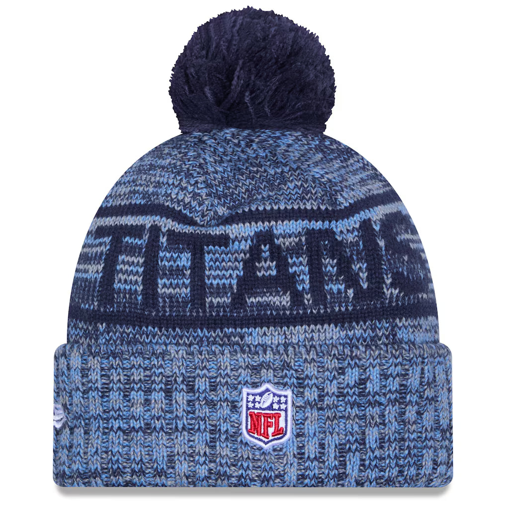 Tennessee Titans New Era 2025 Sideline Cold Weather Cuffed Knit Hat with Pom