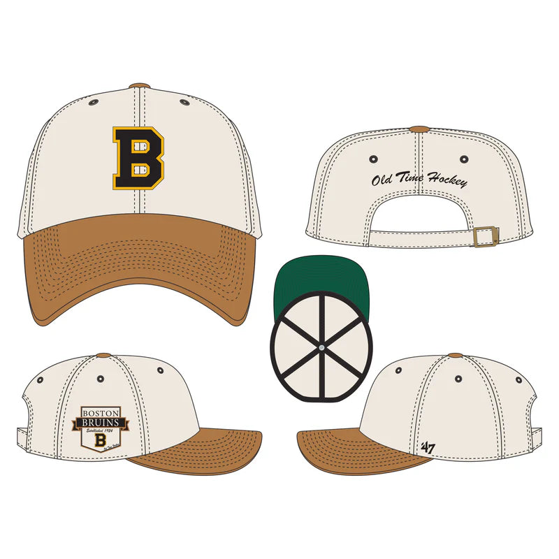 Boston Bruins '47 Beige Rafter Clean Up Adjustable Hat - Pro League Sports Collectibles Inc.