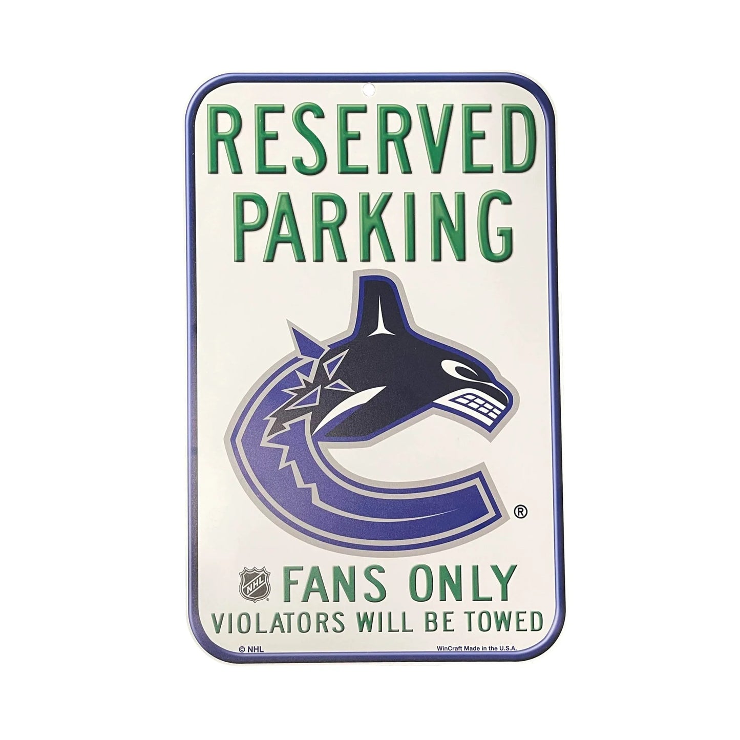 Vancouver Canucks WinCraft Reserved Parking Fan Sign