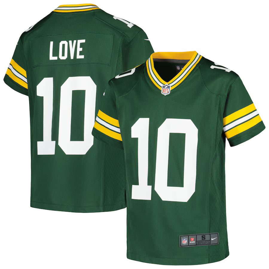 =LOVE ユニフォーム Youth Jordan Love #10 Green Bay Packers Game Jersey - Home Green