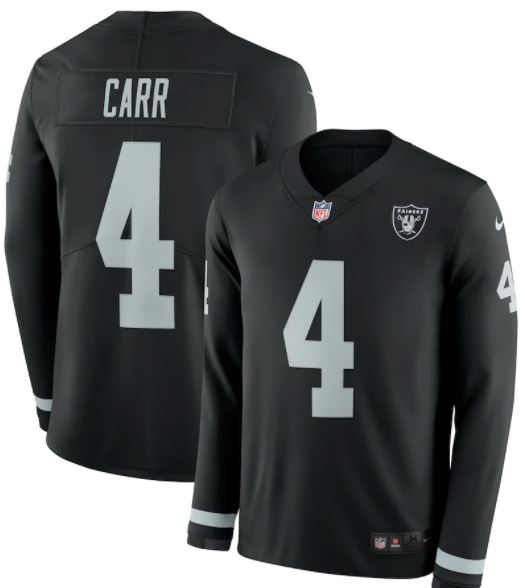 Derek Carr Las Vegas Raiders Nike Therma Long Sleeve Player Jersey B Pro League Sports Collectibles Inc