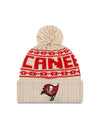 Women's Tampa Bay Buccaneers New Era 2021 NFL Sideline Pom Cuffed Knit Hat - Natural - Pro League Sports Collectibles Inc.